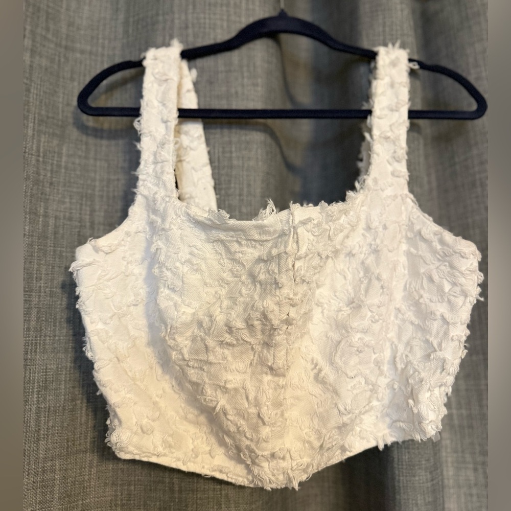 Avec Les Filles Textured White Top